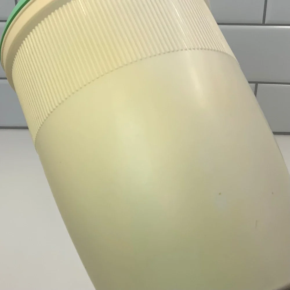 Vintage Unbranded Ribbed Thermal Ice Bucket Plastic Beige Green